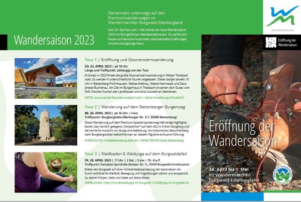 Wandersaison 2023- Gemeinsam unterwegs auf den Premiumwanderwegen im Wandermärchen Burgwald-Ederbergland