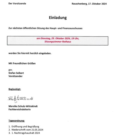 Öffentliche Sitzung des Haupt- und Finanzauschusses am ...