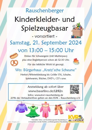 Rauschenberger Kinderkleider- und Spielzeugbasar am 21.09.2024