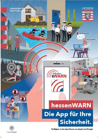 hessenWARN – Kostenlose App des Hessischen Innenministeriums informiert Bürgerinnen und Bürger über Katastrophen und Gefahrenlagen